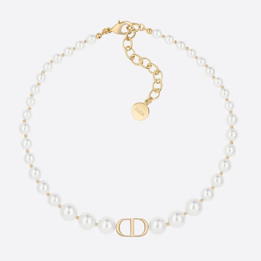 Dior 30 Montaigne Choker Gold-Finish Metal and White Resin Pearls for Women Dior 30 Montaigne Choker Gold-Finish Metal and White Resin Pearls for Women