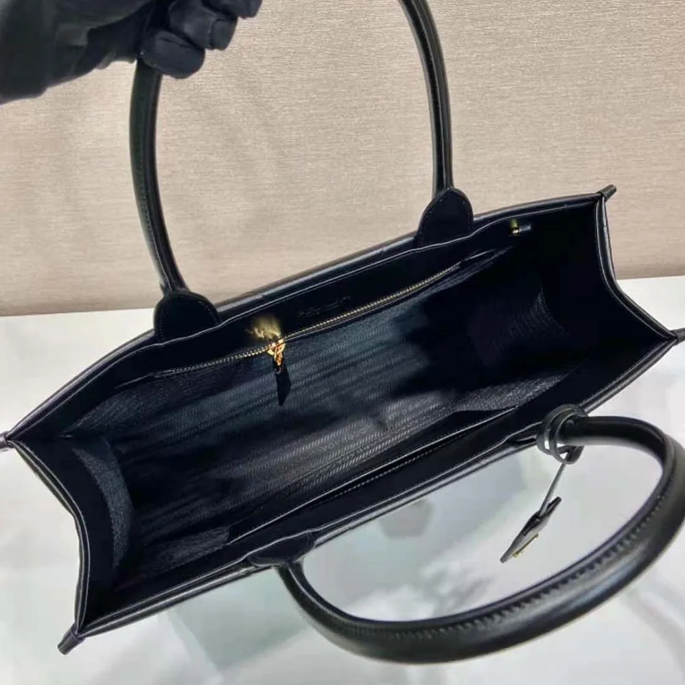 Prada Large Leather Prada Symbole Bag with Topstitching for Women