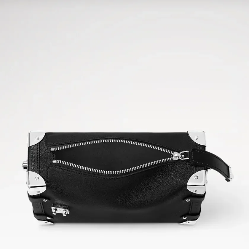 Louis Vuitton Side Trunk MM Shoulder Bag in Black Silver Hardware