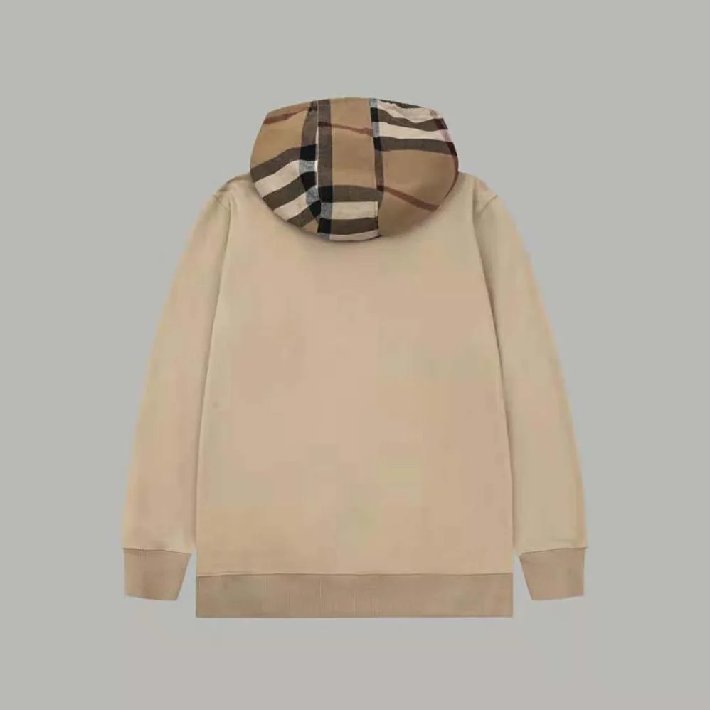 Burberry Check Trim Cotton Zip Hoodie for Men in Beige