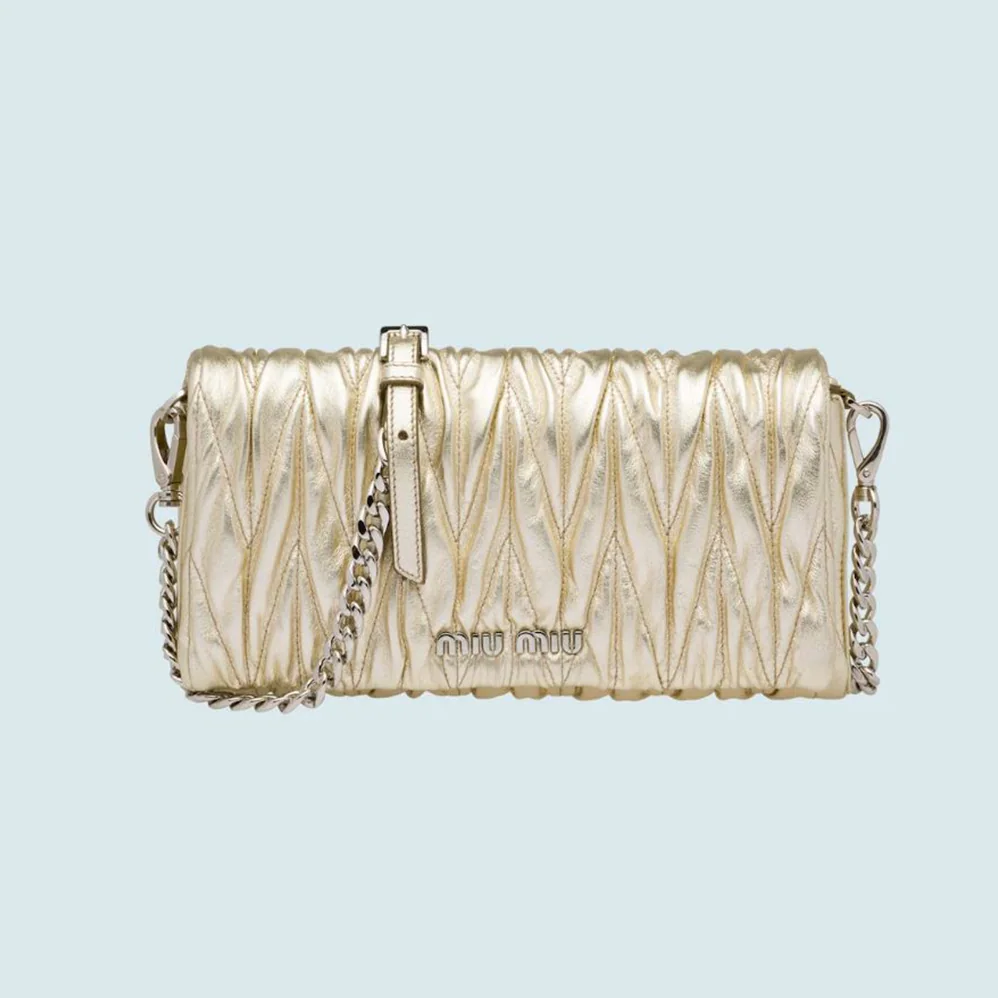 Miu Miu Matelasse Nappa Leather Shoulder Bag for Women in Beige Miu Miu Matelasse Nappa Leather Shoulder Bag for Women in Beige