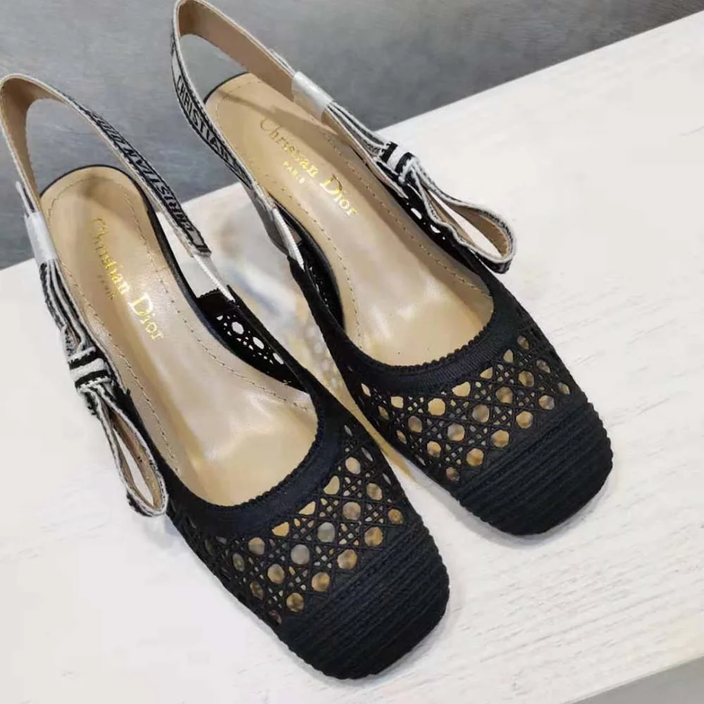Dior Dior and Moi Slingback Pump Black Cannage Embroidered Mesh for Women Dior Dior and Moi Slingback Pump Black Cannage Embroidered Mesh for Women