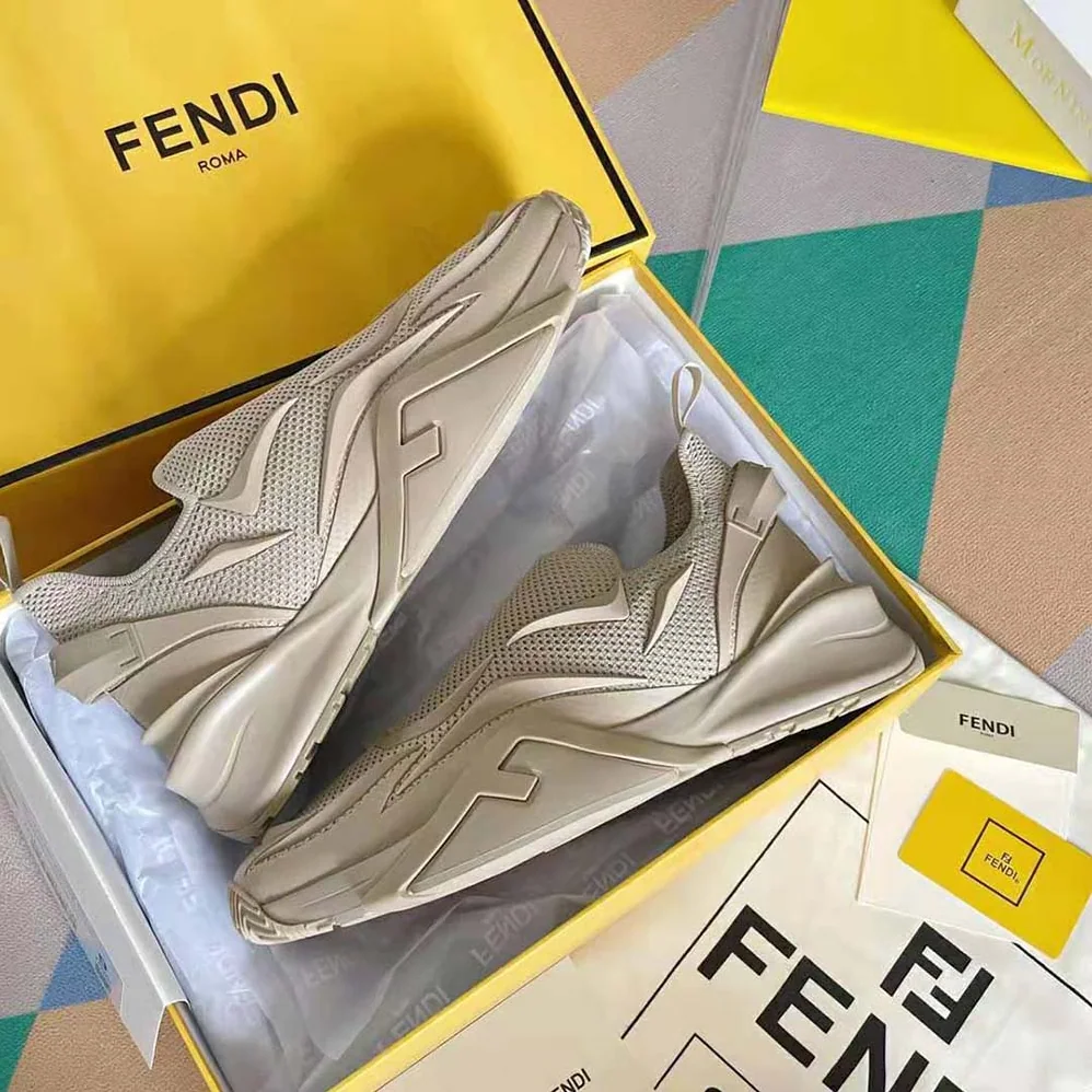 Fendi Flow Beige Mesh Running Sneakers for Unisex Fendi Flow Beige Mesh Running Sneakers for Unisex
