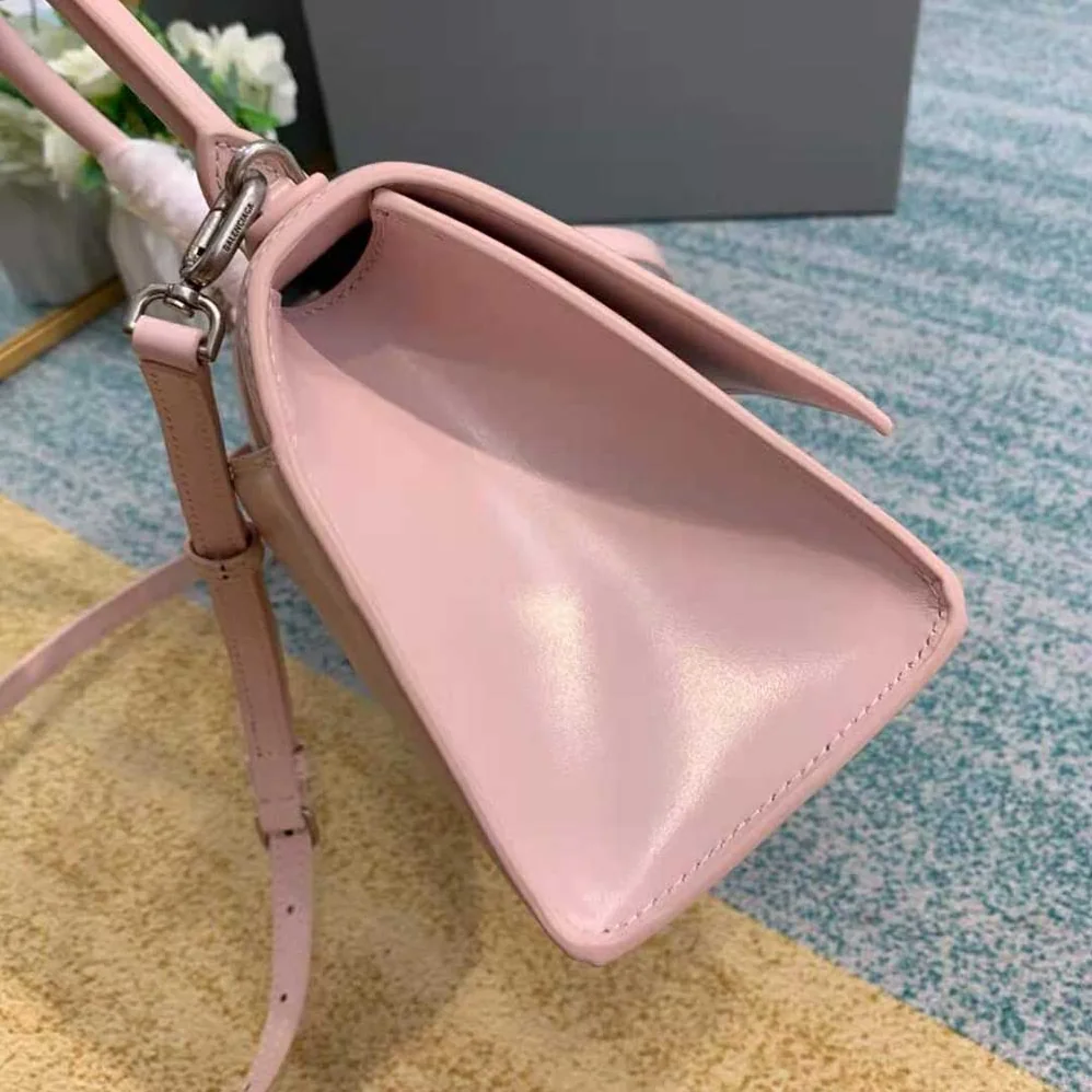 Balenciaga Hourglass Small Top Handle Bag in Light Pink Shiny Box Calfskin for Women