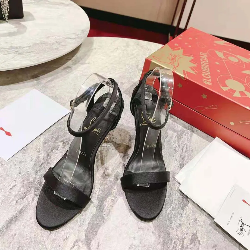 Christian Louboutin Lipstrass Queen 100 mm Heel Height for Women in Black Christian Louboutin Lipstrass Queen 100 mm Heel Height for Women in Black