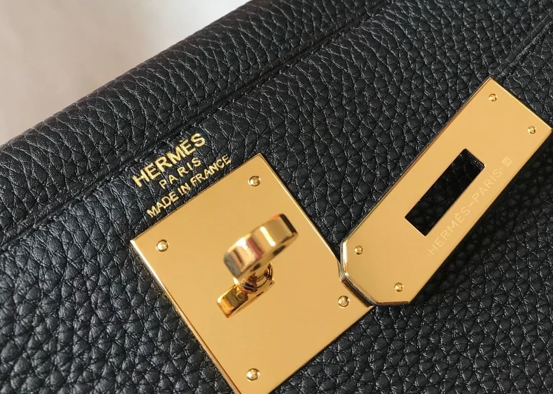 Hermes Kelly 28 Retourne Togo Black Bag