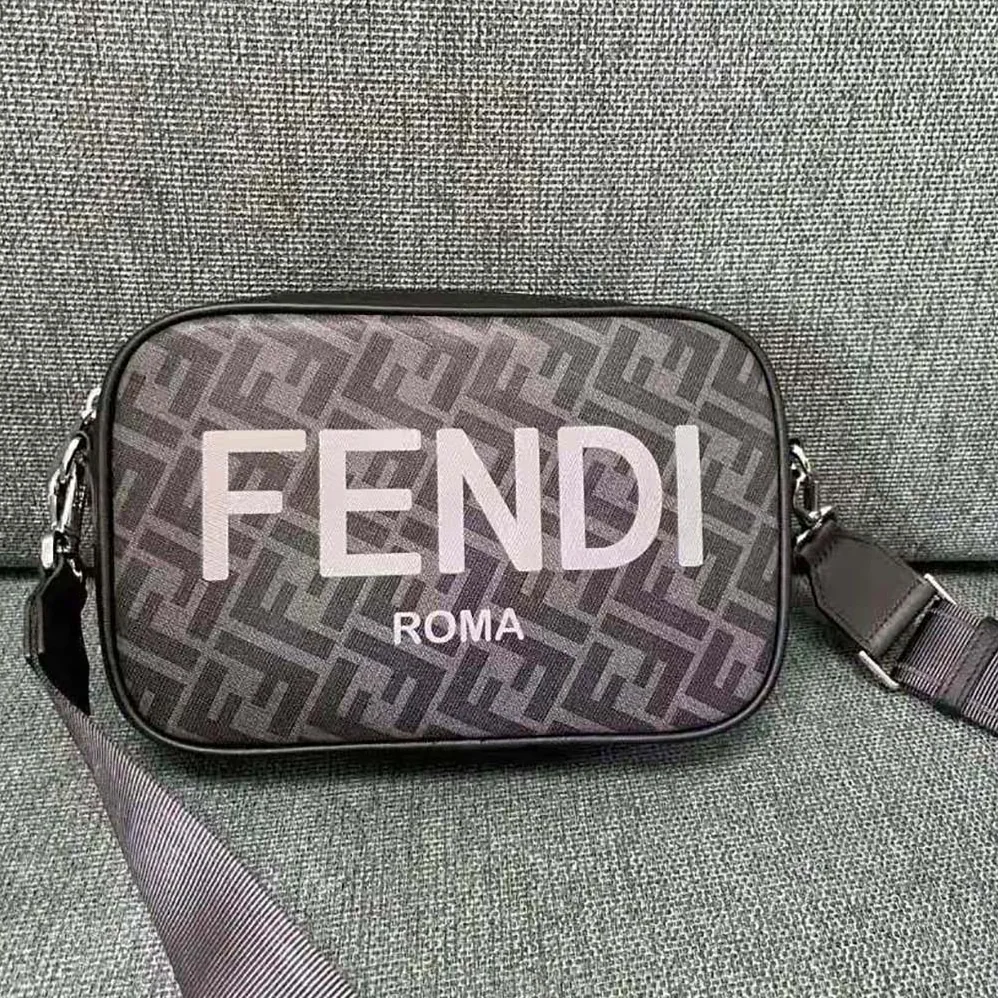 Fendi Camera Case Black FF Fabric Bag for Men