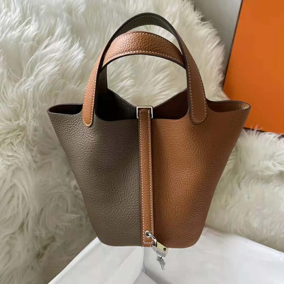 Hermes Picotin Lock 22cm in Clémence leather for Women in Brown Coffee Hermes Picotin Lock 22cm in Clémence leather for Women in Brown Coffee