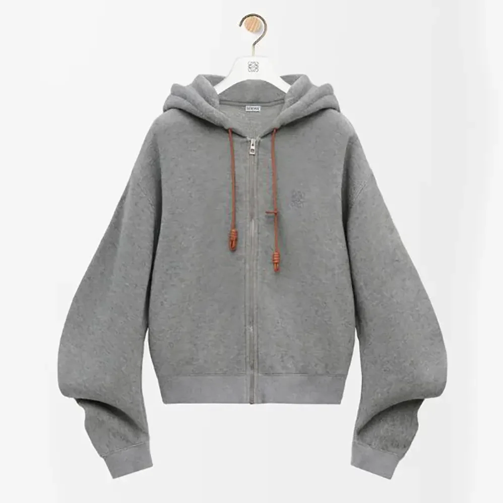 Loewe Flamenco Hoodie in Cotton and Cashmere for Women in Grey Loewe Flamenco Hoodie in Cotton and Cashmere for Women in Grey