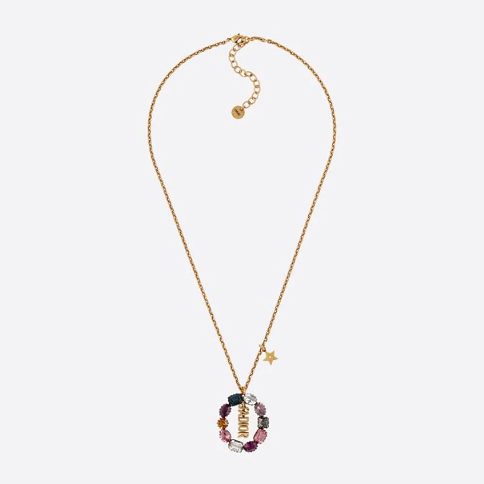Dior J'Adior Necklace Antique Gold-Finish Metal and Multicolor Crystals for Women
