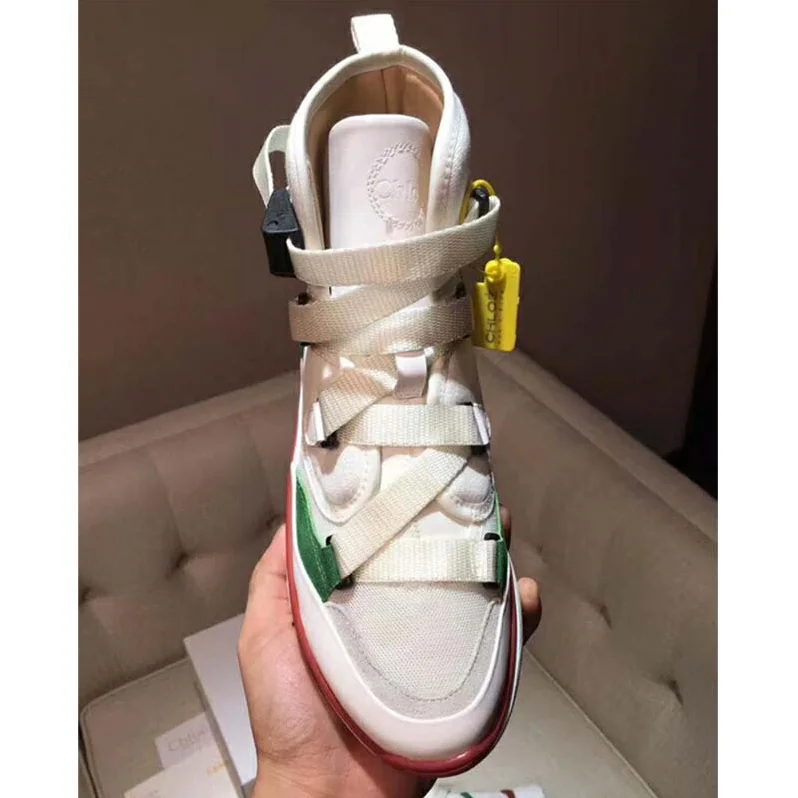 Chloe Shoes Sonnie High-Top Sneaker in Suede Calfskin & Mix of Materials for Women in White Chloe Shoes Sonnie High-Top Sneaker in Suede Calfskin & Mix of Materials for Women in White