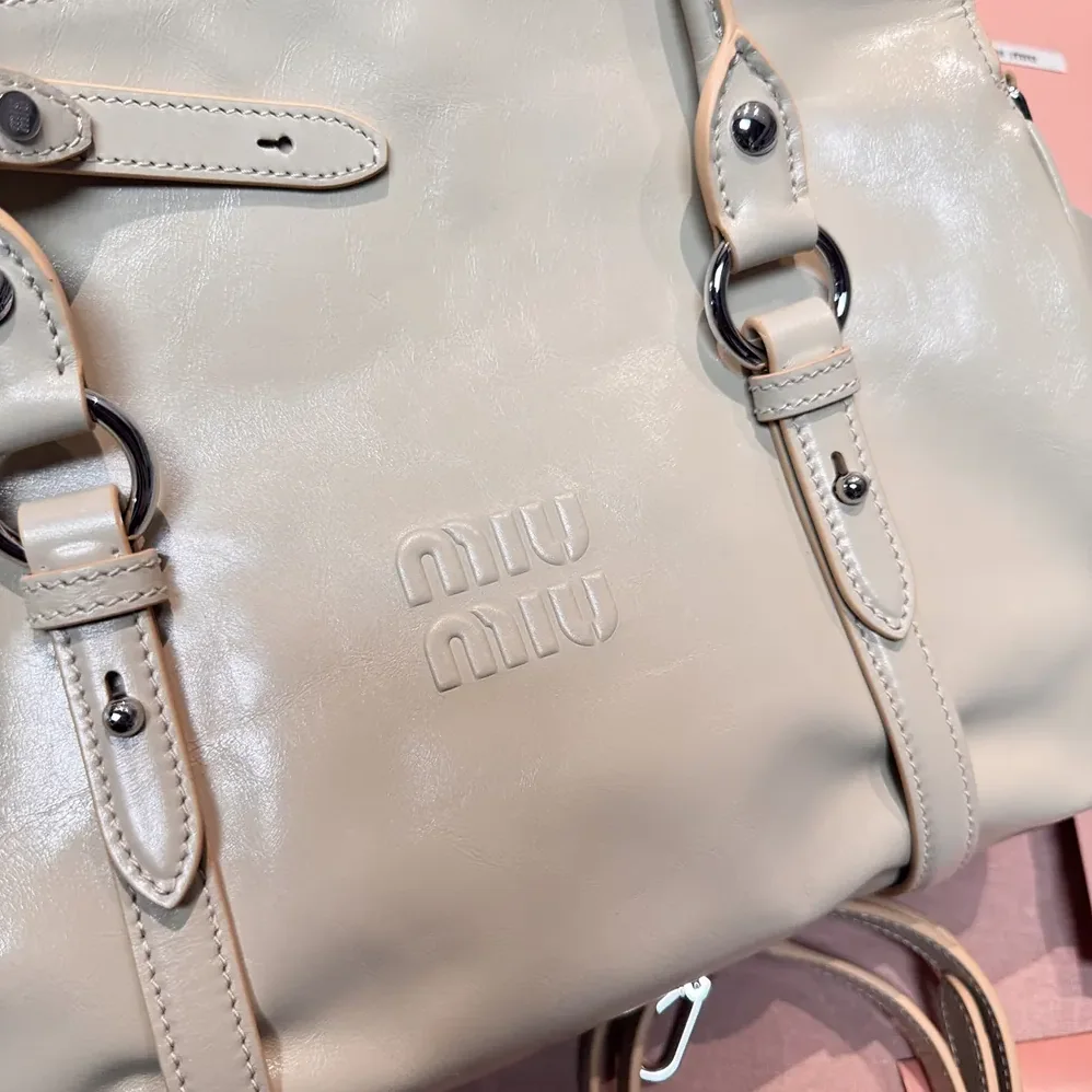 Miu Miu Shiny Leather Handbag for Women in Light Pink