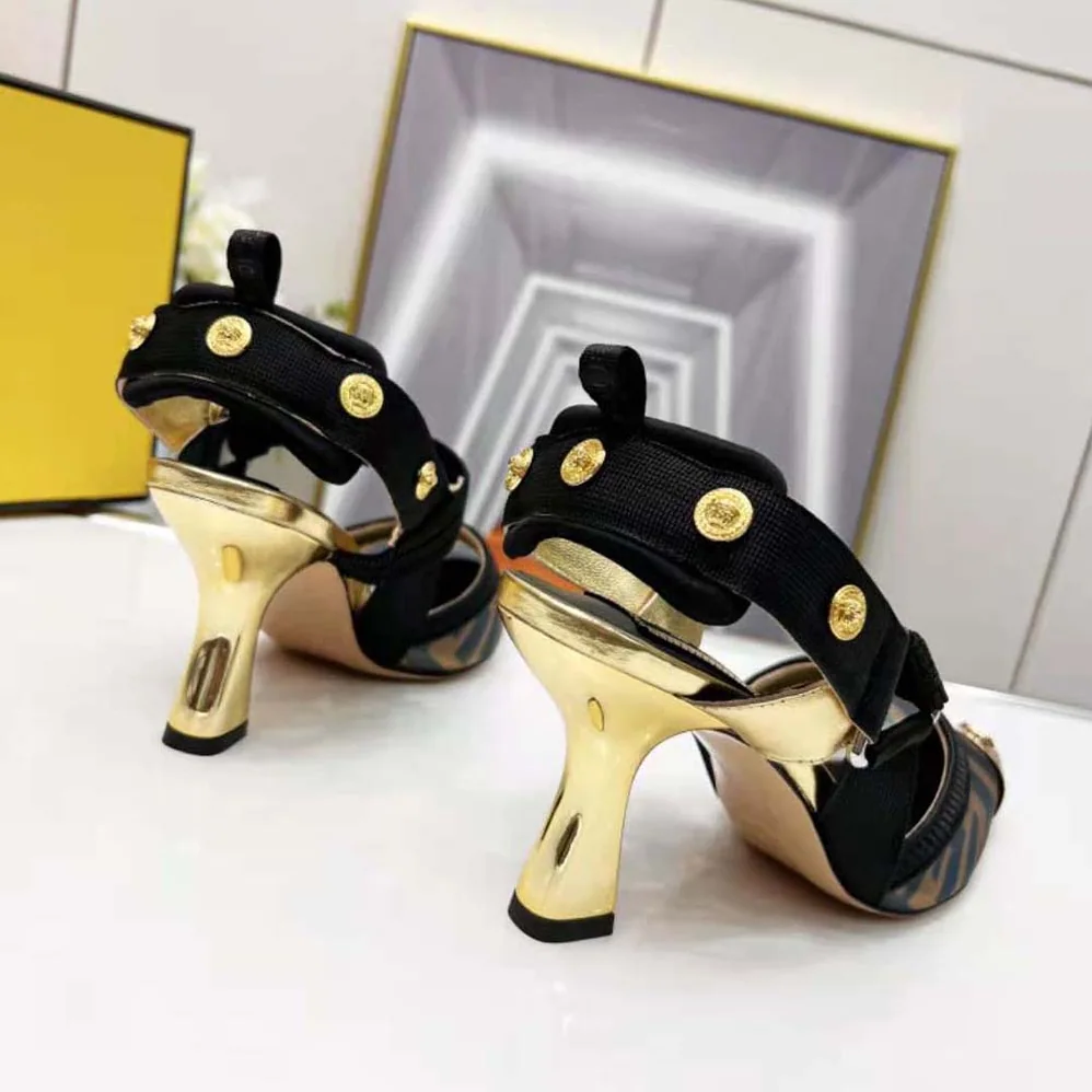 Fendi Colibrì Fendace High-Heeled Slingbacks in FF Mesh with Medusa Details for Women
