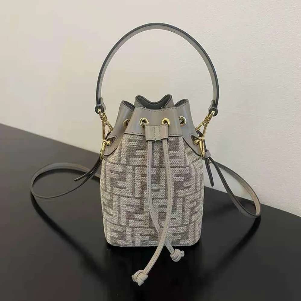 Fendi Mon Tresor Dove Gray Tapestry Fabric Mini for Women in Bag