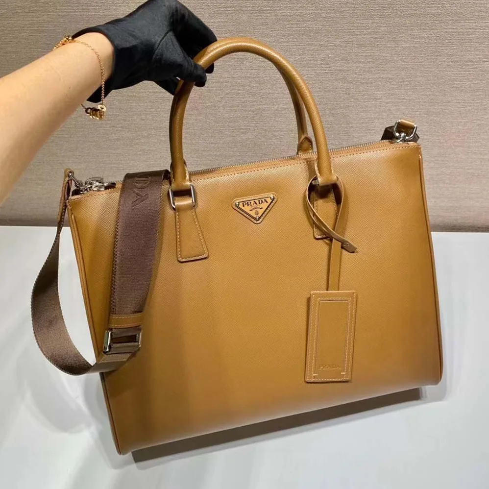 Prada Saffiano Leather Prada Galleria Bag for Men in Brown