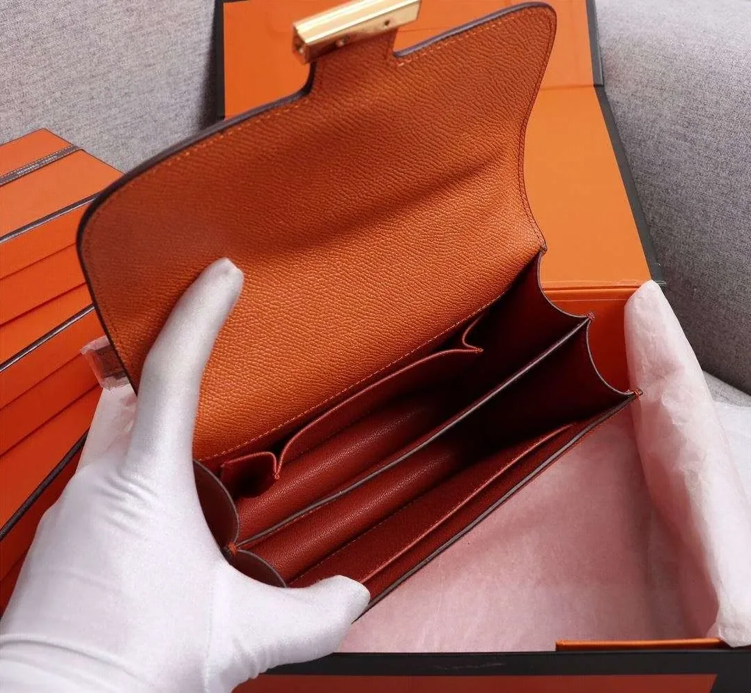Hermes Constance 18 Crossbody Bag in Orange Gold Hardware