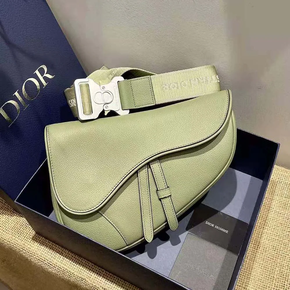 Dior Saddle Bag Khaki Grained Calfskin for Men Dior Saddle Bag Khaki Grained Calfskin for Men