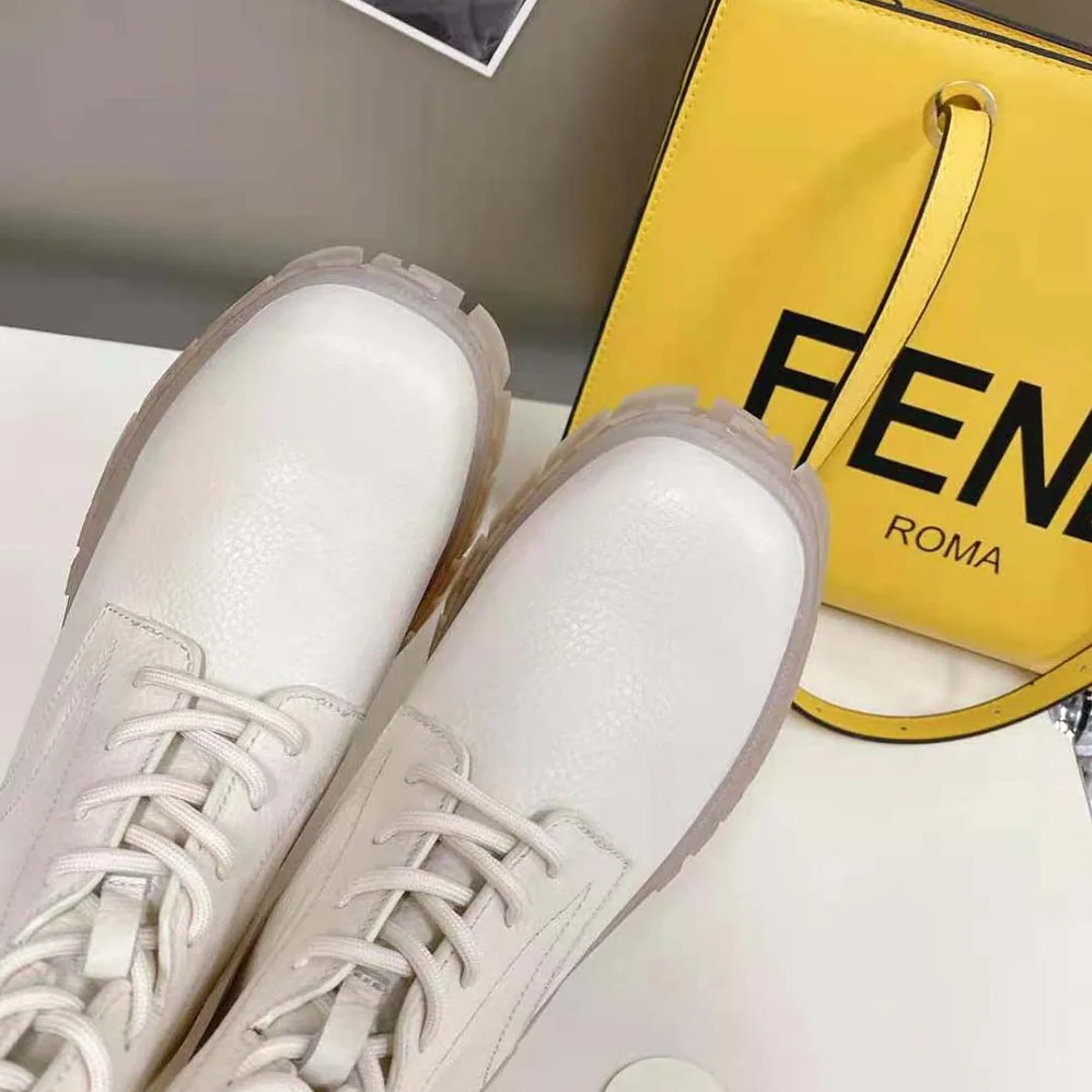 Fendi Force Beige Leather Ankle Boots for Women Fendi Force Beige Leather Ankle Boots for Women