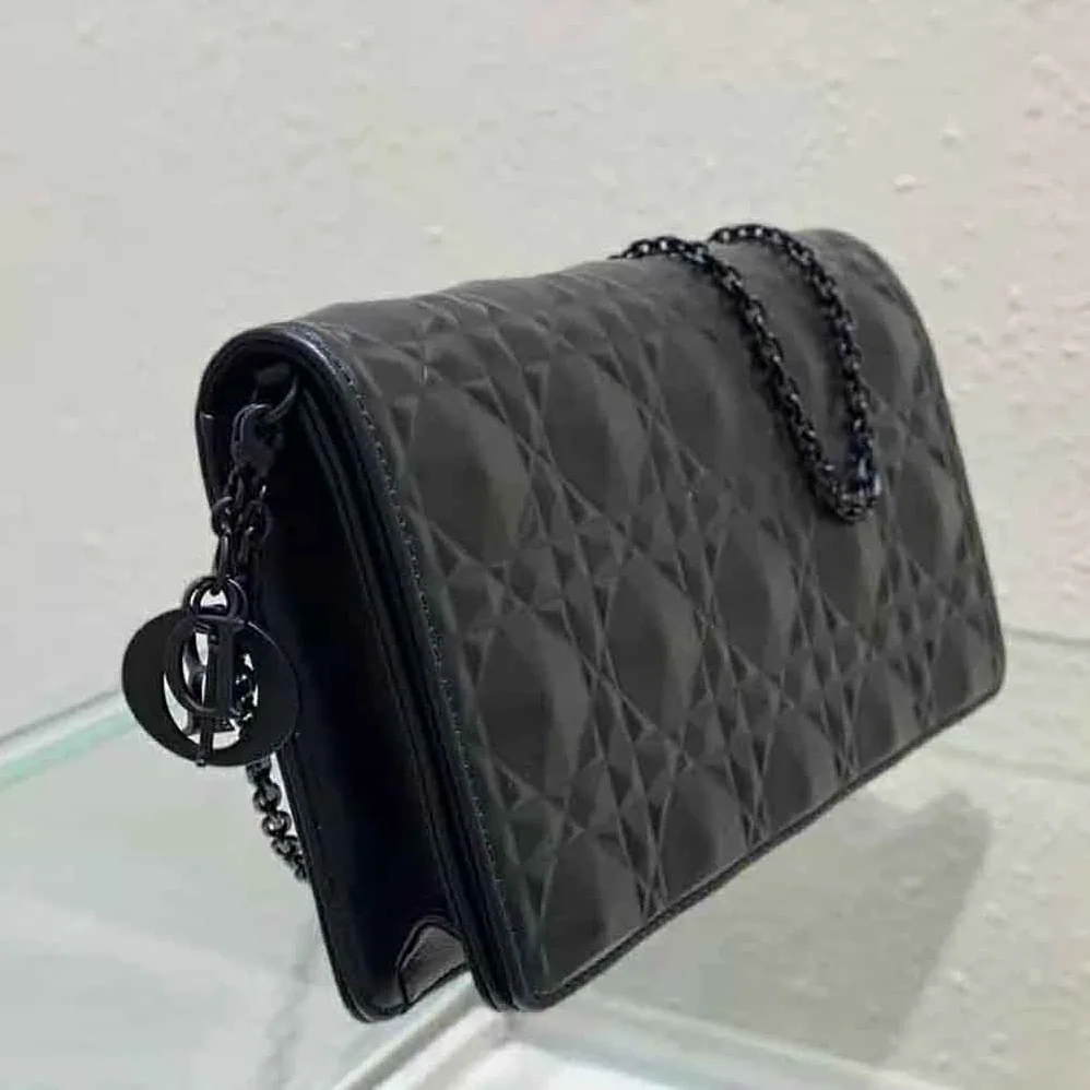 Dior Lady Dior Pouch Black Cannage Calfskin with Diamond Motif for Women Dior Lady Dior Pouch Black Cannage Calfskin with Diamond Motif for Women