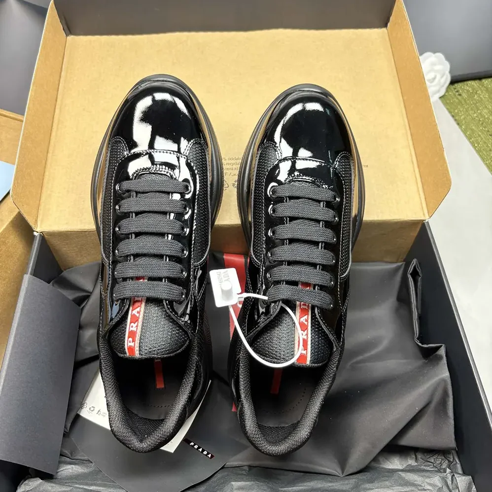 Prada Patent Leather and Technical Fabric Prada America's Cup Sneakers for Unisex in Black Prada Patent Leather and Technical Fabric Prada America's Cup Sneakers for Unisex in Black