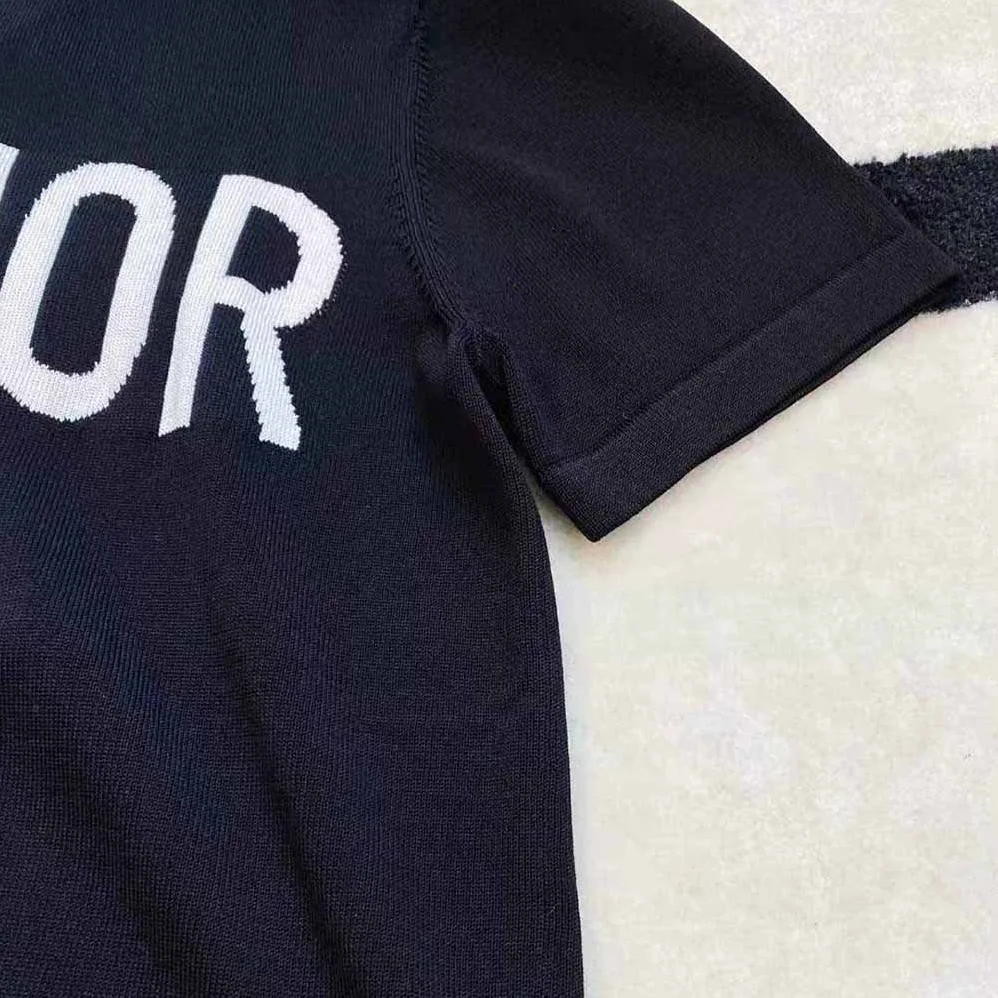 Dior J adior 8 T-Shirt Black Cotton Jersey and Linen for Women