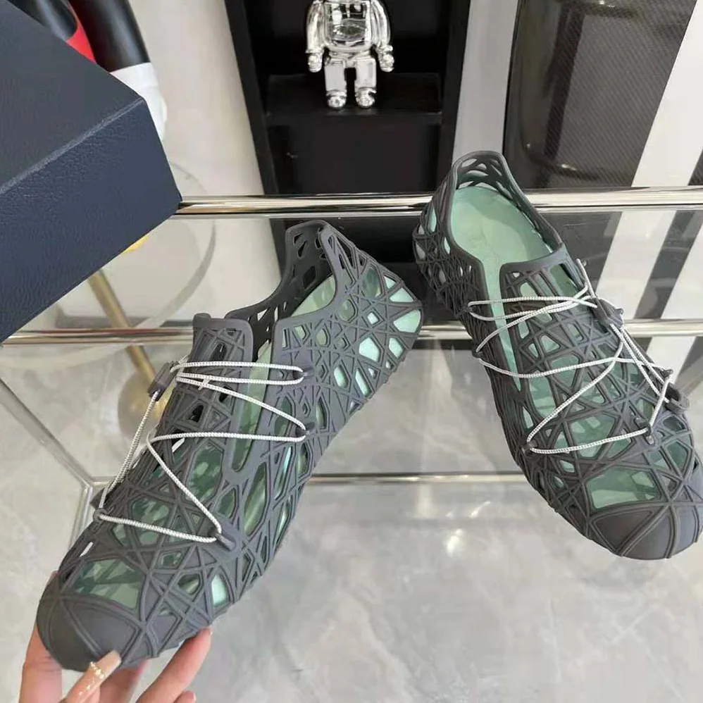 Dior Warp Sandal Anthracite Gray Cosmo Rubber with Warped Cannage Motif for Men