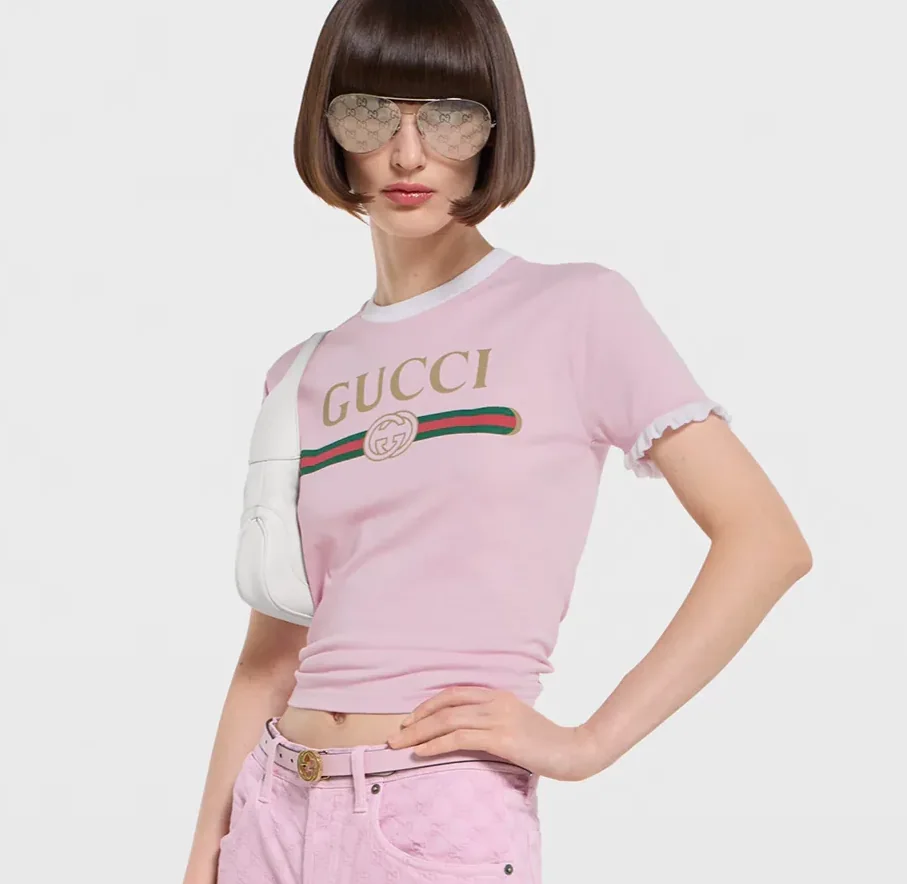 Gucci Print T in Shirt Pink Gucci Print T in Shirt Pink