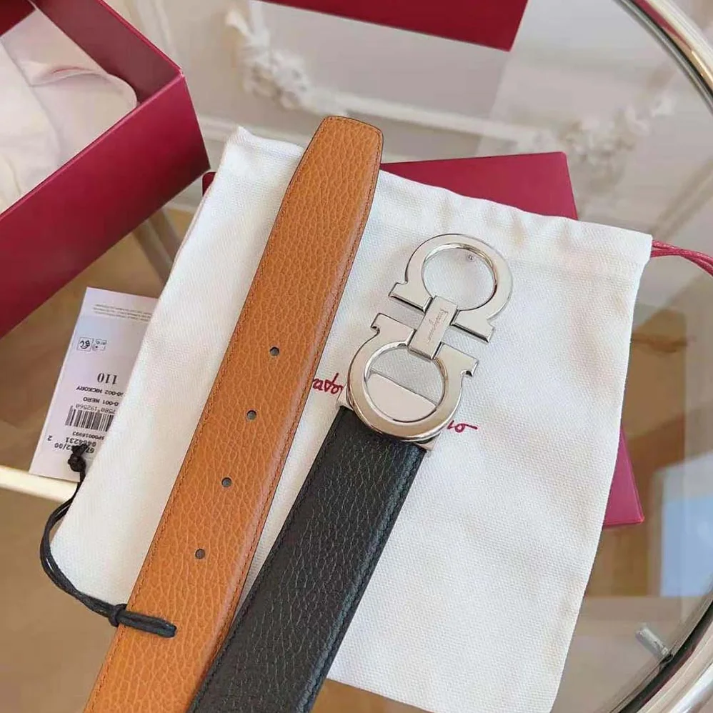 Salvatore Ferragamo Reversible and Adjustable Gancini Belt for Men in Brown