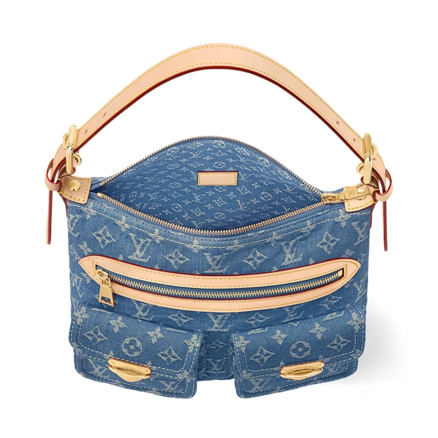 Louis Vuitton Baggy Shouder Bag in Blue Denim Gold Hardware