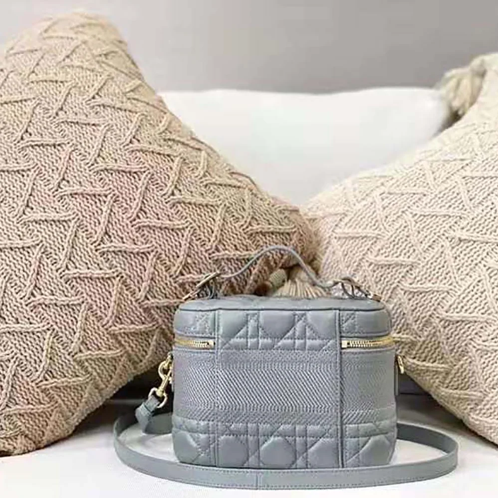 Dior Small Diortravel Vanity Case Cannage Lambskin for Women in Silver Dior Small Diortravel Vanity Case Cannage Lambskin for Women in Silver