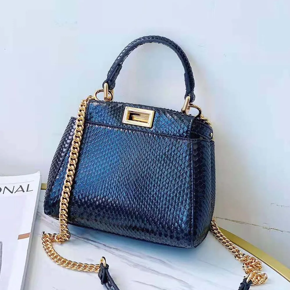 Fendi Peekaboo Iconic Mini Black Python Bag for Women Fendi Peekaboo Iconic Mini Black Python Bag for Women