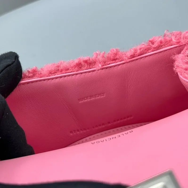 Furry Hourglass Small Handbag Black in Grey/Pink / Furry Hourglass Small Handbag Black in Grey/Pink /