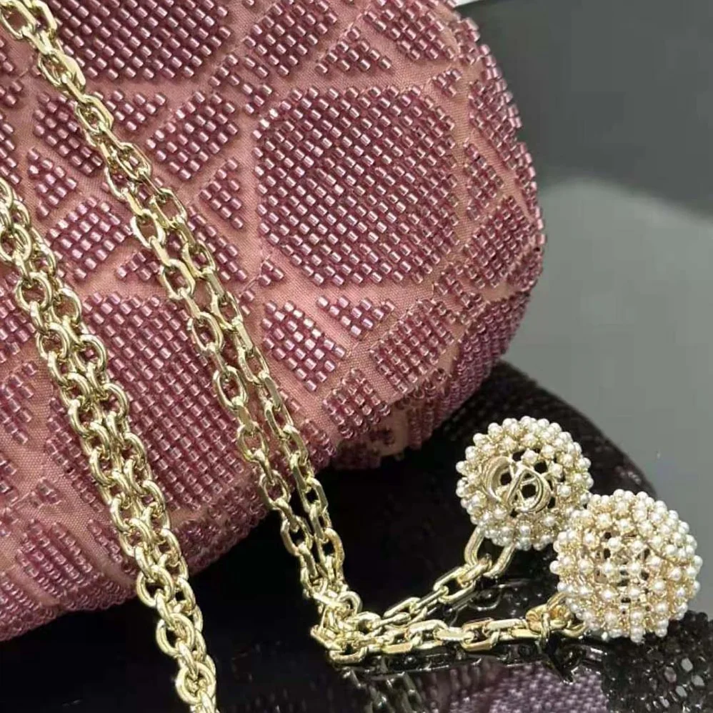 Dior Dior Dream Bucket Bag Ethereal Pink Cannage Cotton with Bead Embroidery for Women Dior Dior Dream Bucket Bag Ethereal Pink Cannage Cotton with Bead Embroidery for Women