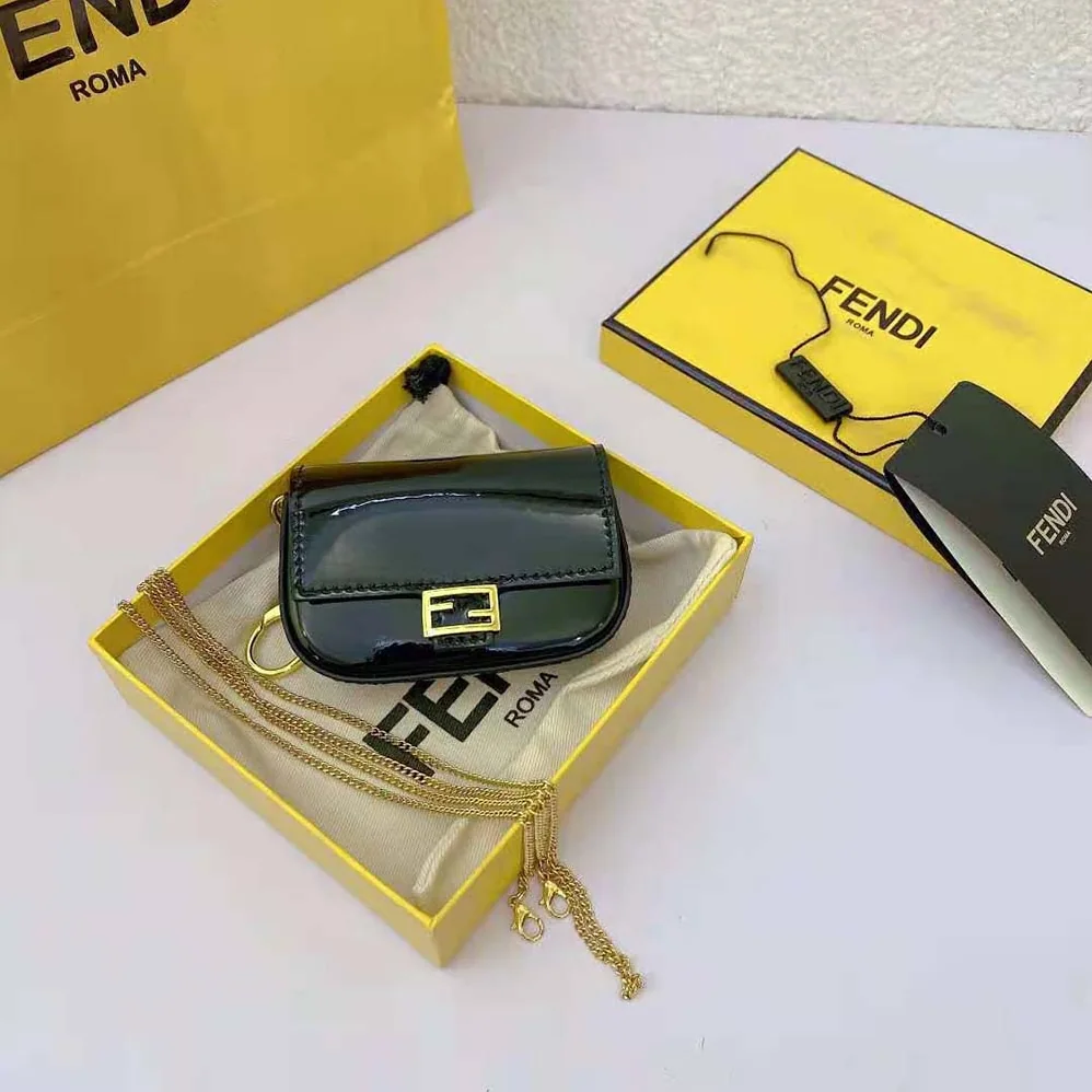 Fendi Nano Baguette Black Patent Leather Charm for Women