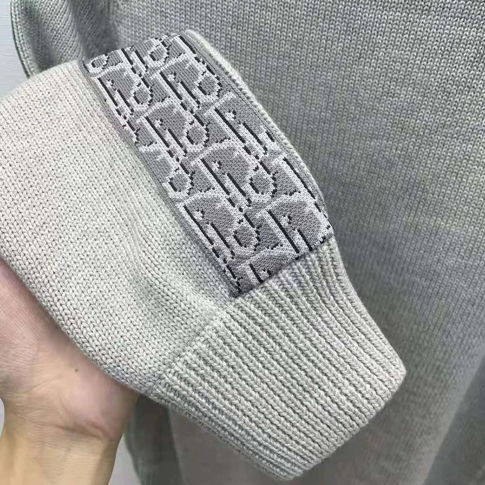 Dior Sweater with Dior Oblique Inserts Gray Cotton Jersey for Men