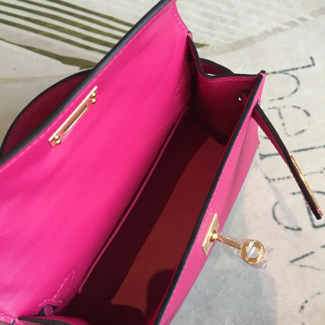 Hermes Mini Kelly Pink Gold Toned Hardware /