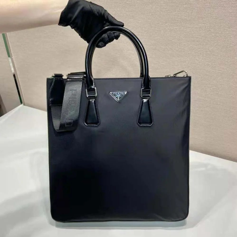 Prada Re-Nylon and Brushed Leather Tote Bag for Men