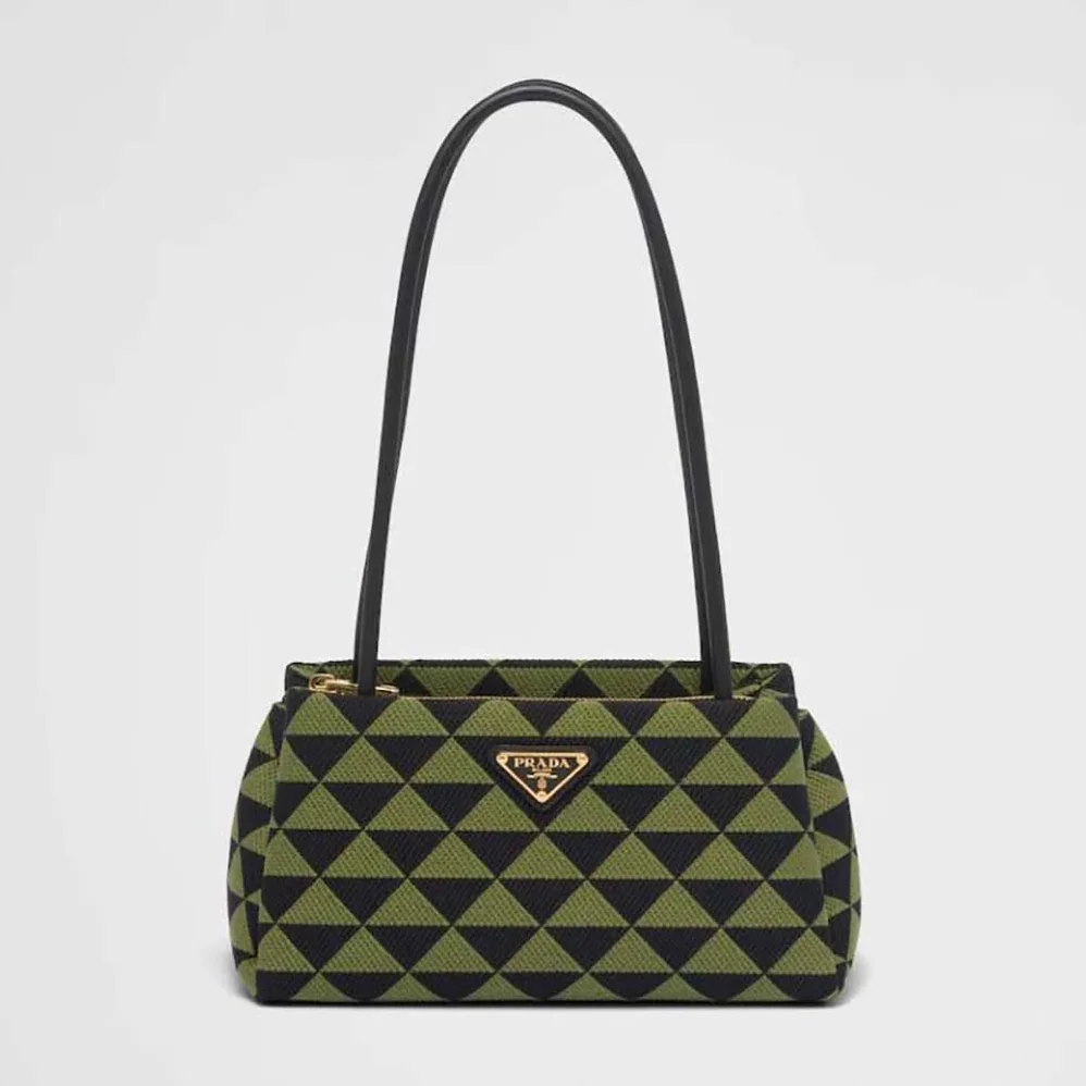 Prada Small Embroidered Fabric Bag for Women in Green Prada Small Embroidered Fabric Bag for Women in Green