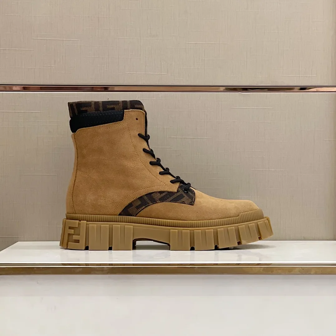 Fendi FD Fendi Force Lace in Up Ankle Boots Brown