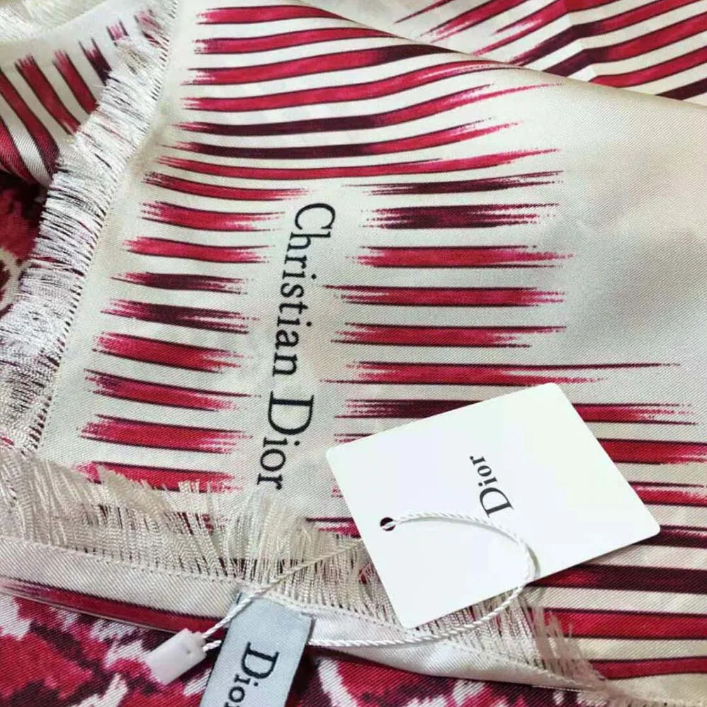 Dior Palms Square Scarf Burgundy Silk Twill for Women