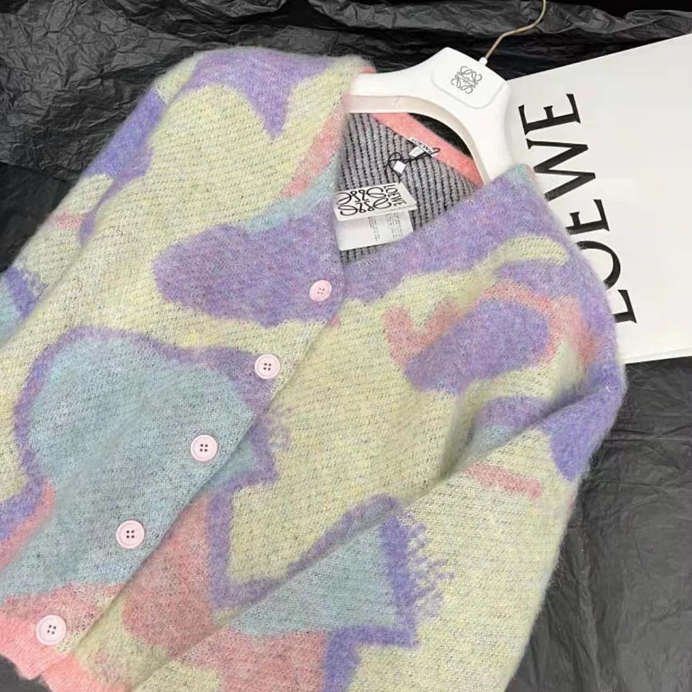 Loewe Unicorn Jacquard Cardigan in Mohair for Women in Purple Loewe Unicorn Jacquard Cardigan in Mohair for Women in Purple