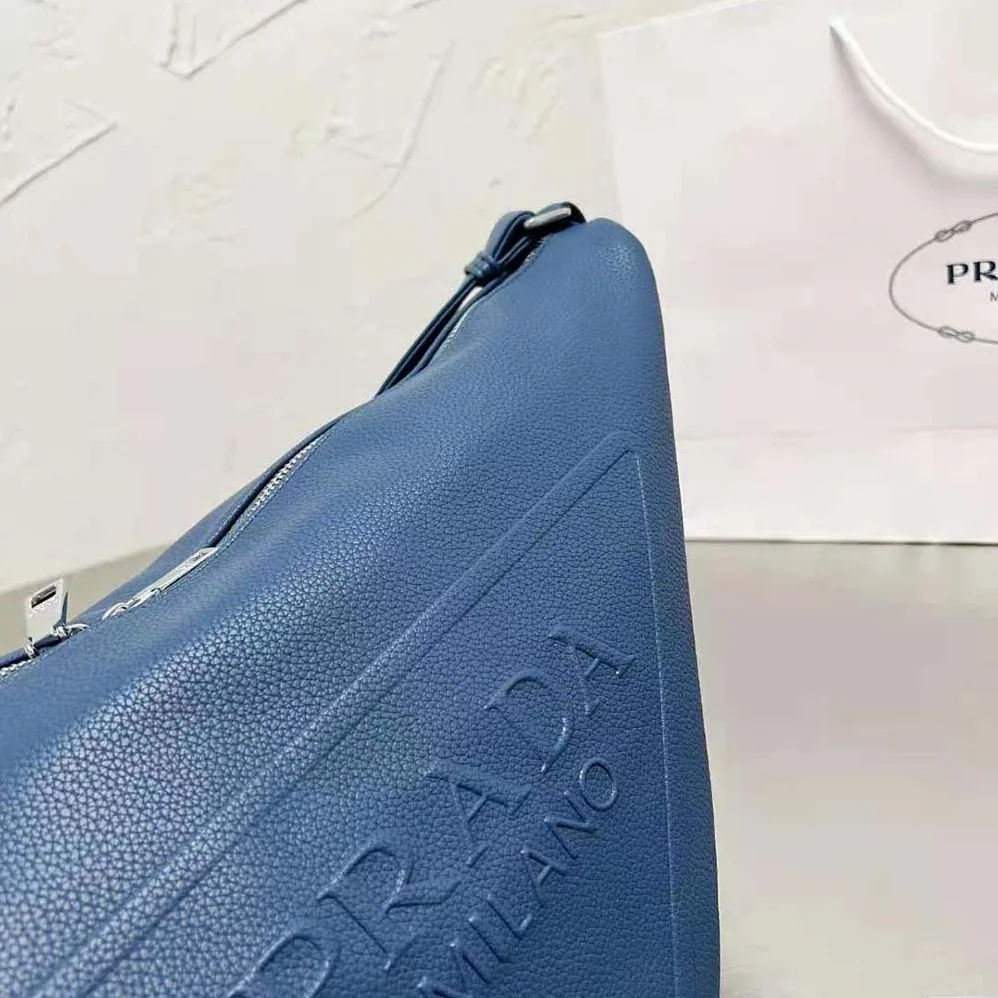 Prada Leather Prada Triangle Bag for Men in Navy Prada Leather Prada Triangle Bag for Men in Navy
