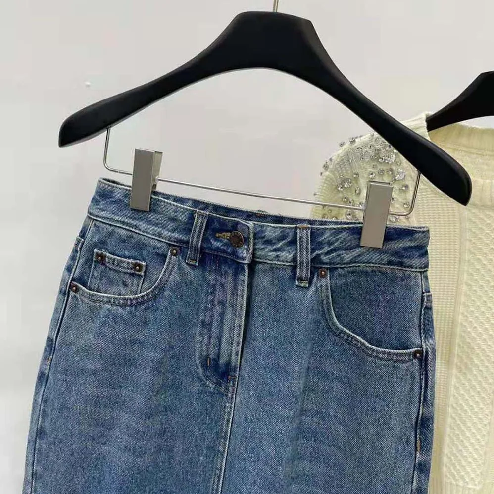 Prada Denim Maxi-skirt for Women in Navy