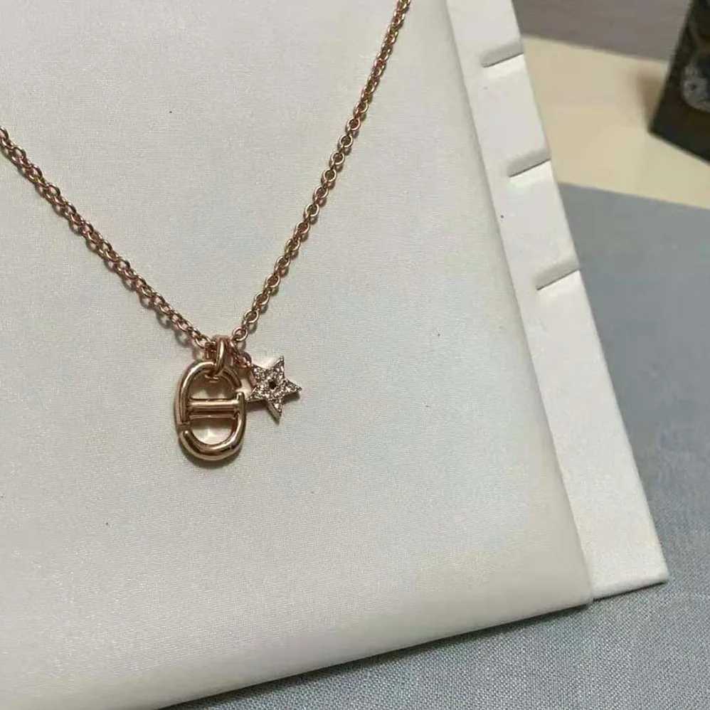 Dior CD Navy Necklace Rose Gold for Women in Finish Metal