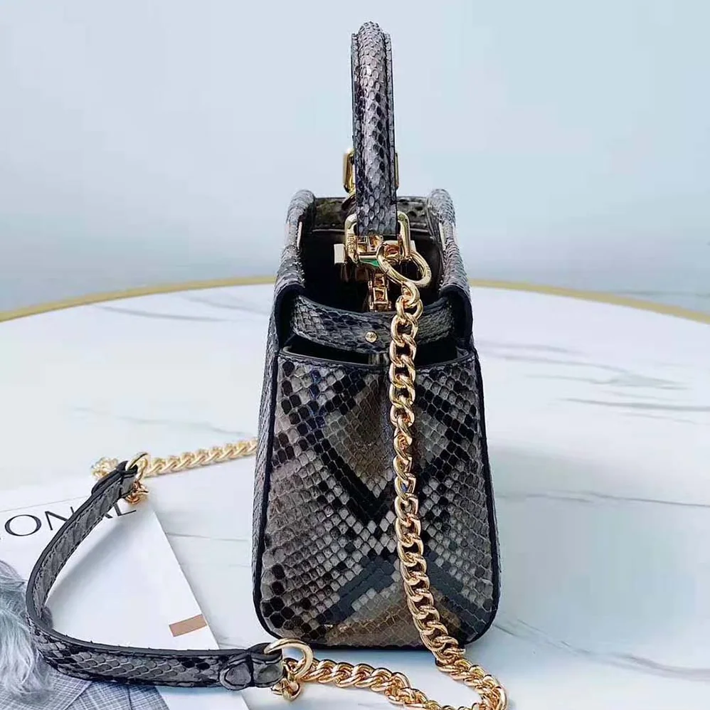 Fendi Peekaboo Iconic Mini Gray Python Bag for Women