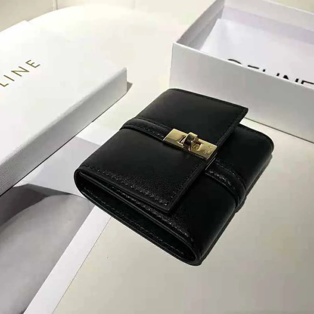 Celine Small Wallet 16 in Shiny Calfskin for Women in Black Celine Small Wallet 16 in Shiny Calfskin for Women in Black