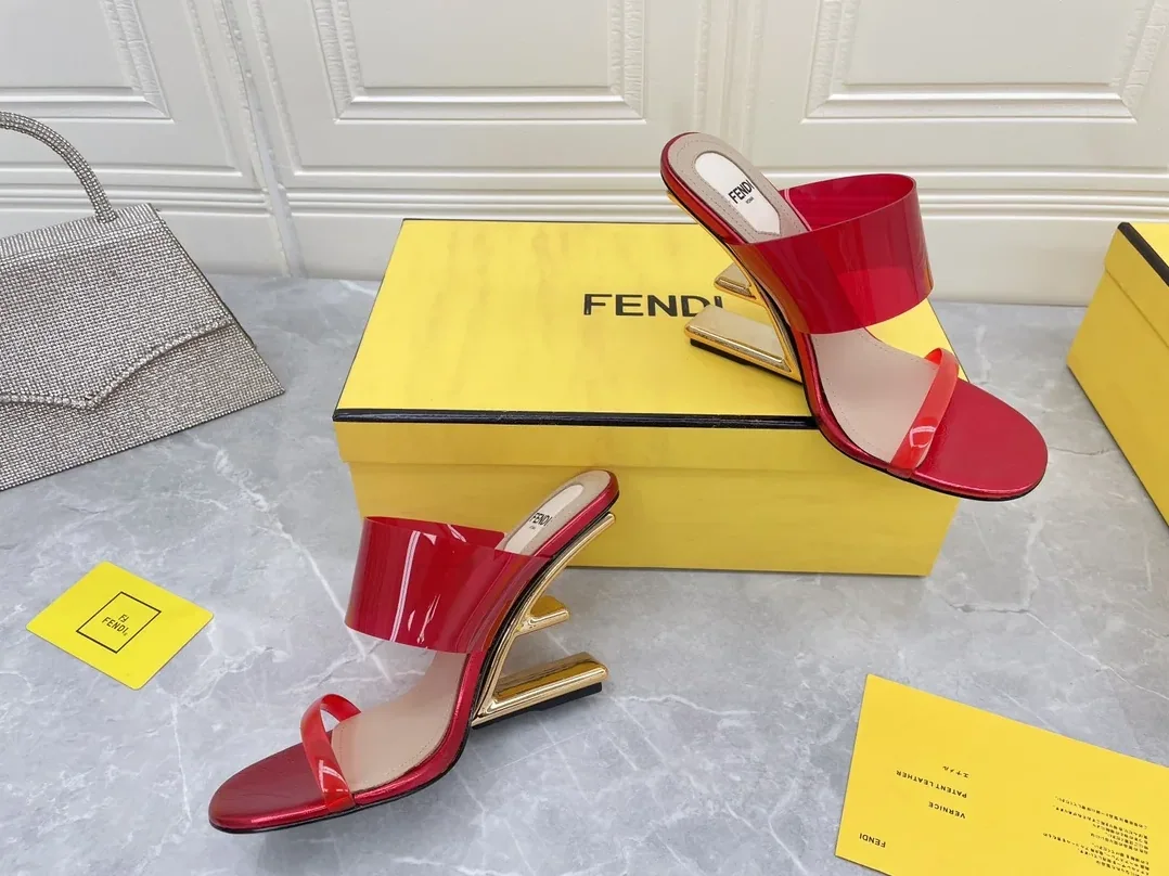 Fendi First Red Transparent High in Heeled Sandals Fendi First Red Transparent High in Heeled Sandals