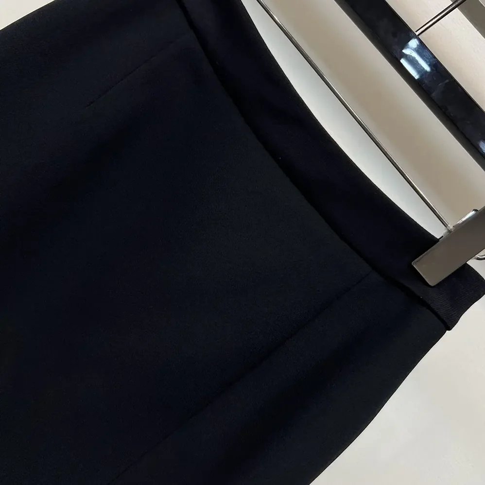 Dior Mid-Length Straight Skirt Black Virgin Wool and Silk Grain de Poudre for Women