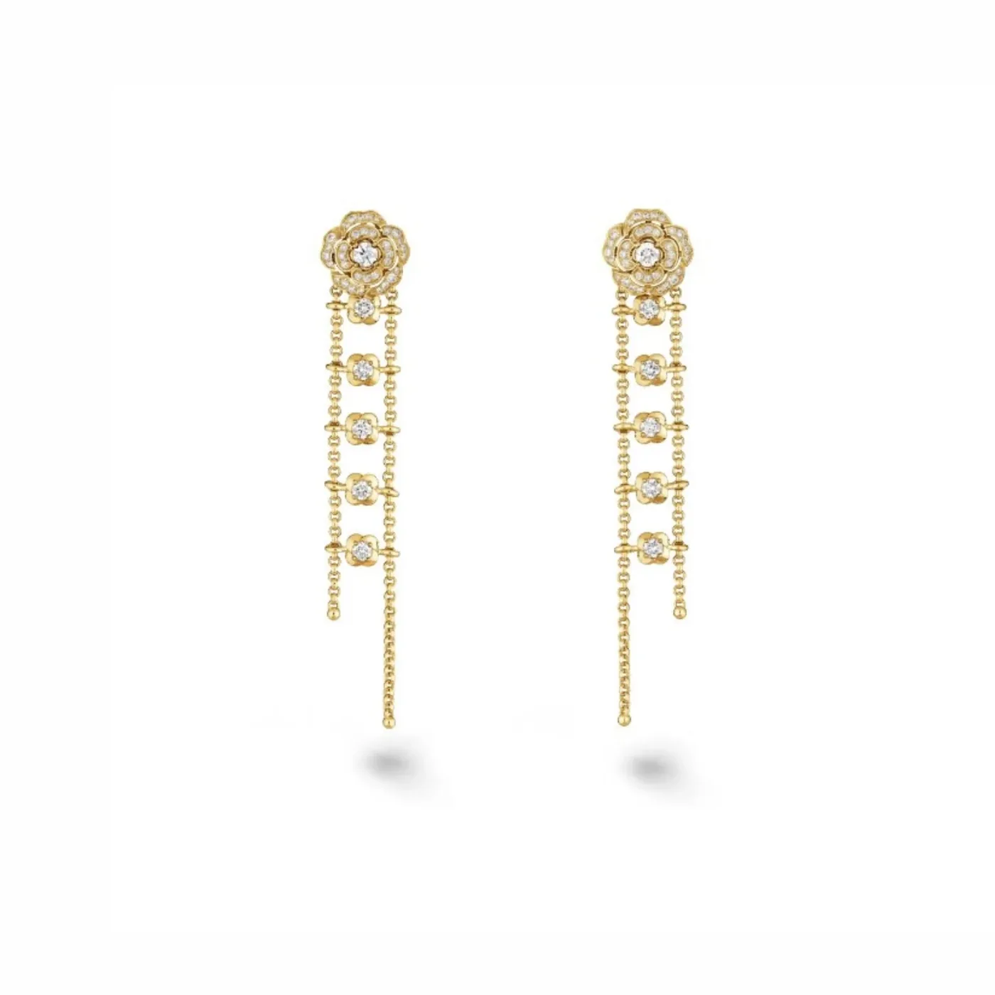 Chanel Bouton De Camélia Transformable Earrings Yellow Gold