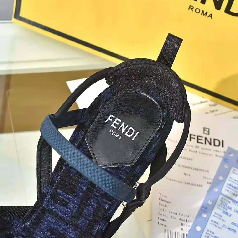 Fendi Colibrì Lite High-heeled Blue FF Chenille Slingbacks for Women